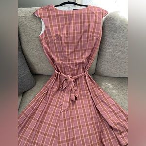 NWOT Retro Fit and Flare Pink Plaid Dress Size Large